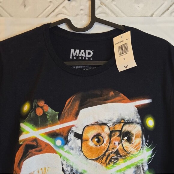Men's Lost Gods Holiday Cat Portraits T-Shirt Black Mad Engine Crewneck Size S - Picture 8 of 10